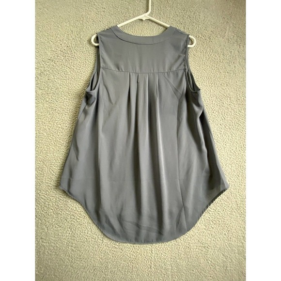 Torrid Shirt Women 0 /L Blue Gray Chiffon Sleeveless High Low Blouse - Picture 7 of 9